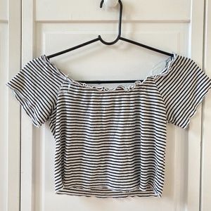 black and white off shoulder